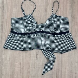 La Hearts Black and White Gingham Crop Top